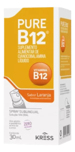 Sabor de laranja sem açúcar de vitamina B12 sublingual 30ml