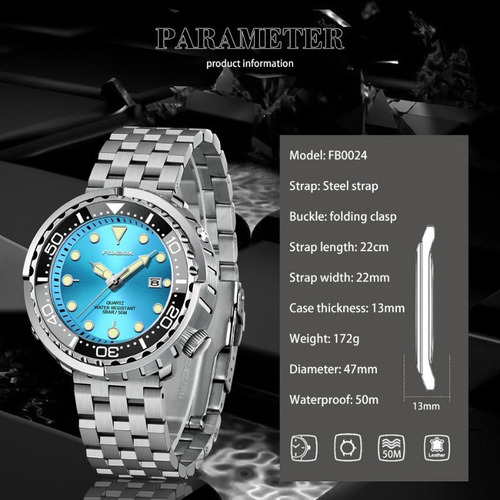 Relojes De Cuarzo Inoxidable Luminosos De Lujo Foxbox