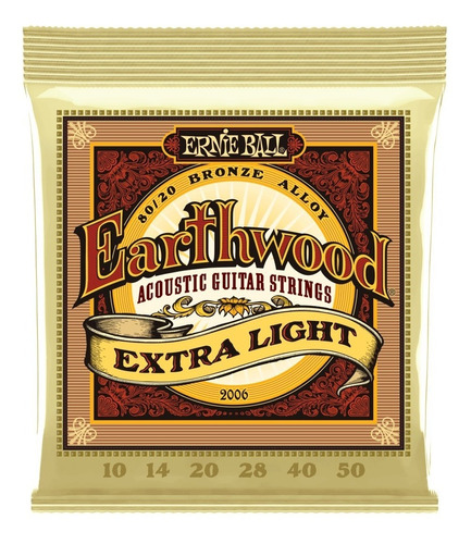 Encordoamento Ernie Ball Earthwood Violão Aço Bronze 010