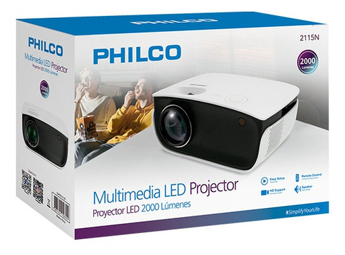 Imagen 4 de 4 de Proyector 2000 Lumenes Philco Blanco Y Negro