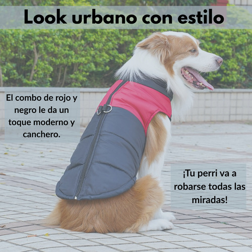 Campera Perro Impermeable Con Arnes(50 Cm De Largo Del Lomo) Rojo
