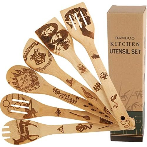 Bejky 6-pcs Wooden Bamboo Spoons Set - Organic Food Coo...