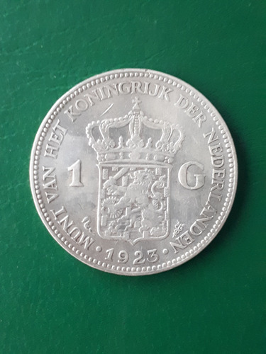 Holanda 1923 1 Gulden Plata Estado Muy Bueno 