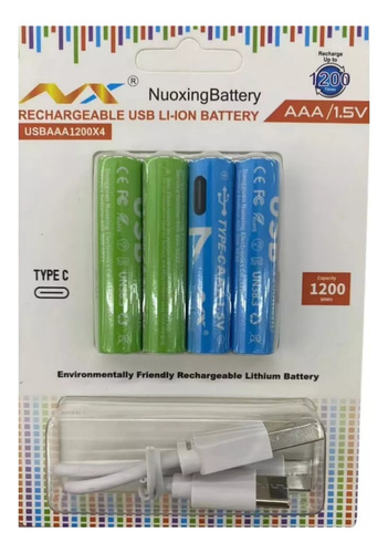 Batería Recargable Rápida Te 4 Aaa Usb C 1200mwh 1.5v
