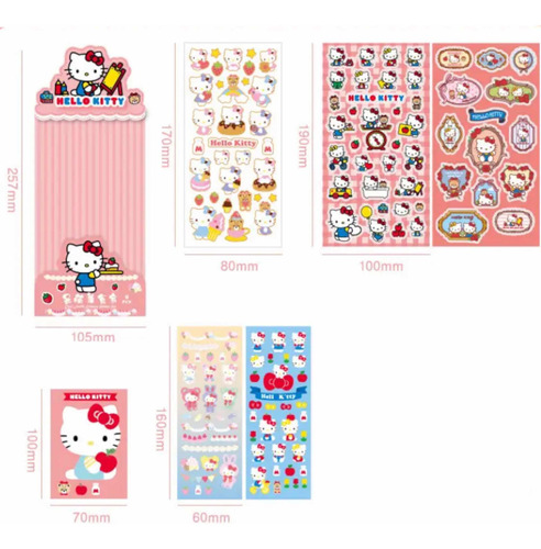 Pack 6 Láminas Stickers Hello Kitty