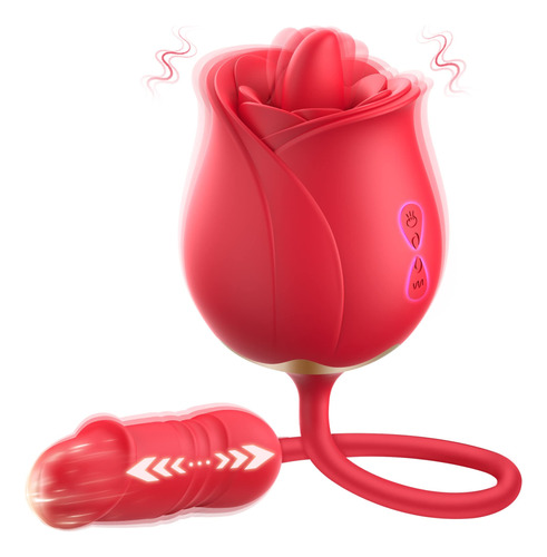 Vibrador Flor 2 En 1 Clitoris Climax Orgasmo Color Rojo