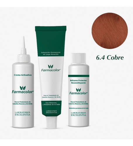 Imagen 3 de 3 de Farmacolor Kit Cobre N° 6.4 X 1 Estuche. Directo De Fábrica.
