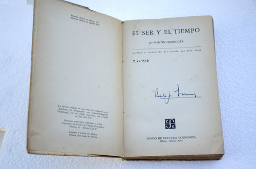 El Ser Y El Tiempo - Martin Heidegger - 1.er Edición Español (Usado)