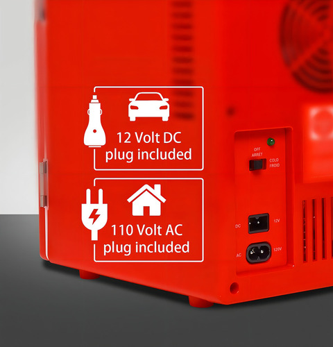 Mini refrigerador Coca-Cola Classic Coke Bottle 4l com cabo. Cor: vermelho