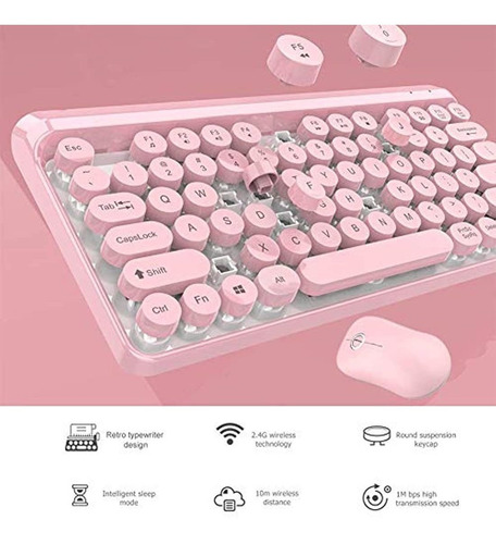Teclado Inalámbrico Ratón Combo 2.4g (rosa).