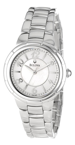 Bulova Reloj De Pulsera Redondo Para Mujer Gris Cuarzo 96l16