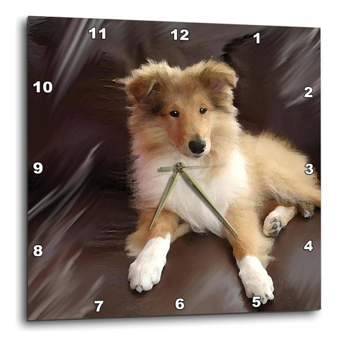 3drose Dpp__2 Rough Collie - Reloj De Pared Para Cachorro