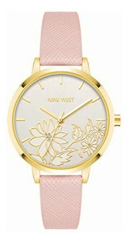 Reloj Nine West Para Mujer Correa De Piel Color Rosa