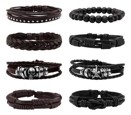 Eigso Pulsera Unisex De Piel Sintética Punk Gótica Con Cuent