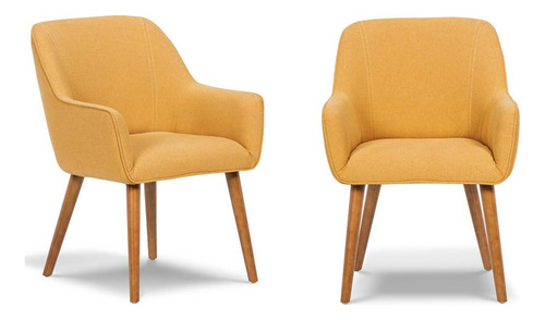 Set 2 Poltronas Rosen Matilda Tela Amarilla
