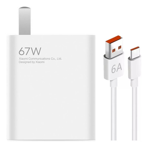 Cargador Xiaomi Turbo Carga 67w Tipo C Original Cable 5a
