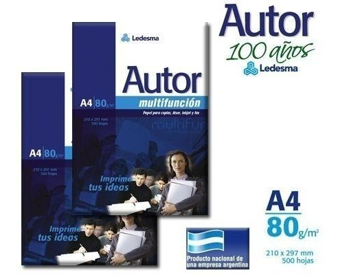 Imagen 4 de 9 de Resmas A4 Autor 80g Caja X10 Unidades Promo