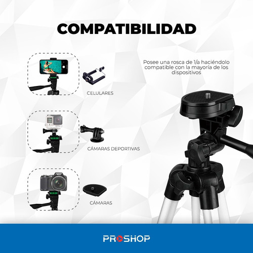 Imagen 3 de 10 de Tripode Aluminio Plegable Ideal Camaras Reflex, Telescopico