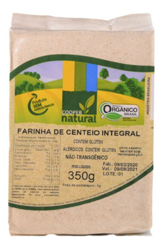 Kit 3x: Farinha Centeio Integral Orgânico Coopernatural 350g