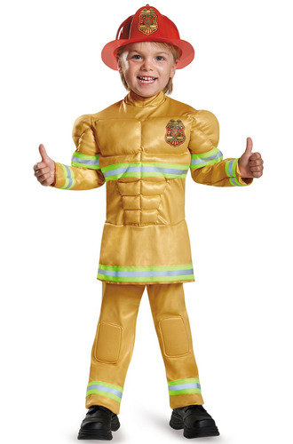 Disfraz Para Niño Bombero Talla Medium 3t-4t Musculoso