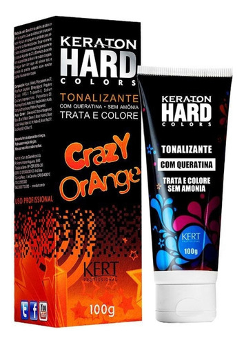 Kit Tintura Kert Cosméticos  Keraton hard colors Tonalizante tom crazy orange