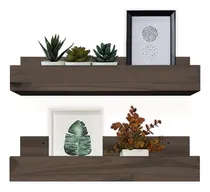 Comprar Kit 2 Repisas Estantes Biblioteca Especiero Madera Pino 40cm Color Nogal