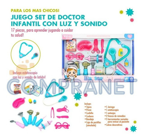 Juego Set De Doctor Con Luz Y Sonido, 17 Piezas - 0101