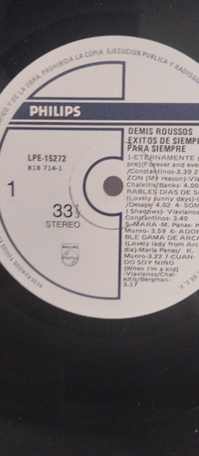 Lp Disco De Acetato De Demis Roussos - Éxitos De Siempre (Usado)