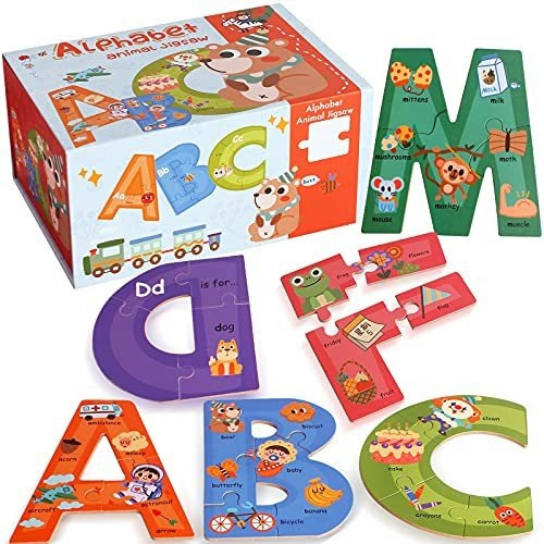 85 Pcs Colorido Animal Patrón Alfabeto Abc Jigsaw Puzz...