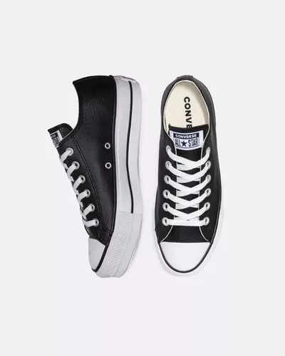 Converse All Plataforma Negro Cuero Mujer