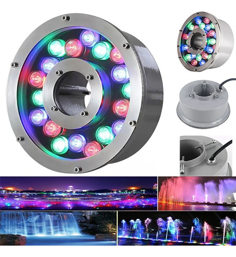 Reflector Lampara Led Anillo Sumergible Rgb Pileta 18w Ip68