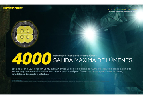 Linterna Tactica Recargable Nitecore P20ix 4000lm 5000mah Linterna Negro Luz Led Blanco