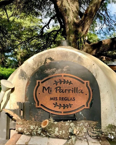 Imagen 2 de 4 de Cartel Mi Parrlla Mis Reglas Chapa Óxido Parrilla Asador 40