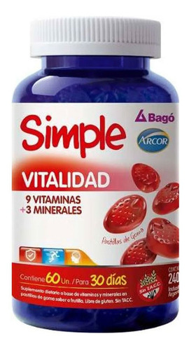 Simple Bago Vitalidad Minerales Vitaminas 60 Pastillas Goma