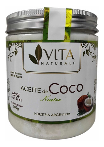 Aceite De Coco Vita Naturale Sin Tacc Y Vegano X 500 Grs.