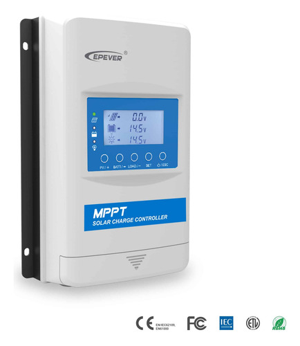 Controlador Ep Solar Mppt P/bateria C/pantalla 40a 12/24v Blanco
