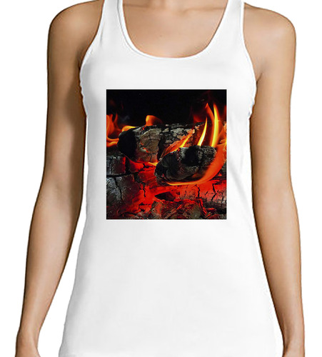 Musculosa Mujer Fuego Leña Carbon Brasas Calor Caliente