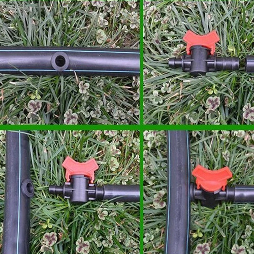 Llave De Paso X 5 U. - Manguera De Goteo 16 Mm. - Color Negro