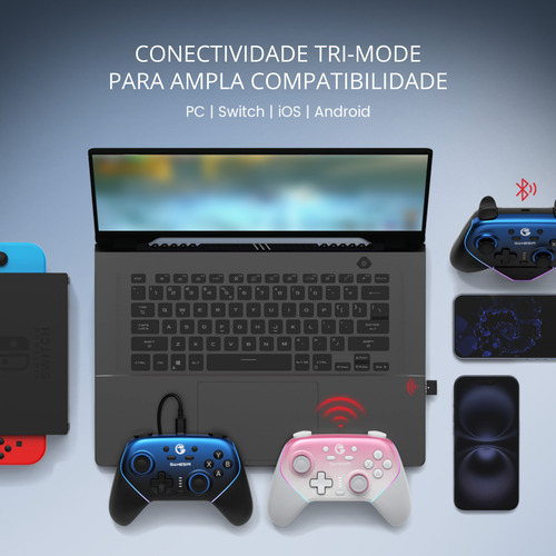 Controle Gamesir Super Nova Sem Fio Para Pc Switch iOS Android Celular Hall Effect Anti Drift RGB Preto