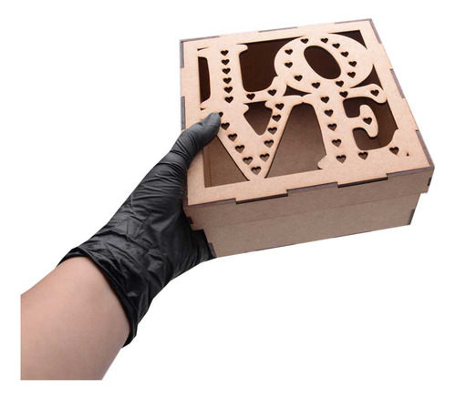 Imagem 5 de 5 de Caixa De Madeira Love Mdf Quadrada 17x17x8,5cm Hot Pink
