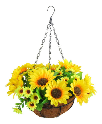 Flores Artificiales En Cesta Colgante, Maceta Para Colgante