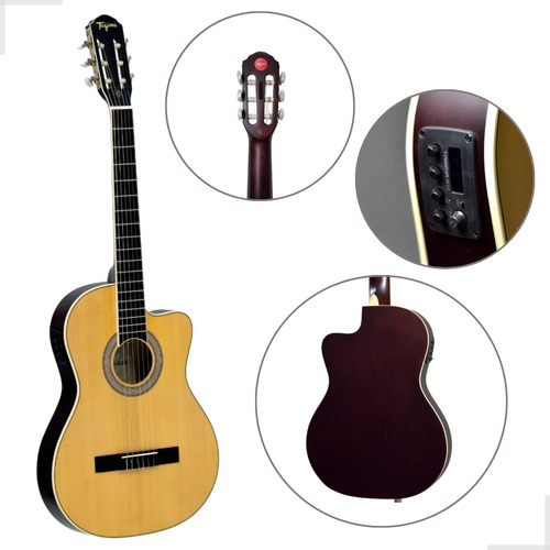 Violão Flat Nylon Tagima Elétrico Timbre Profissional Satin Cor Natural Amber Satin Material Do Diapasão Okoume Orientação Da Mão Destro