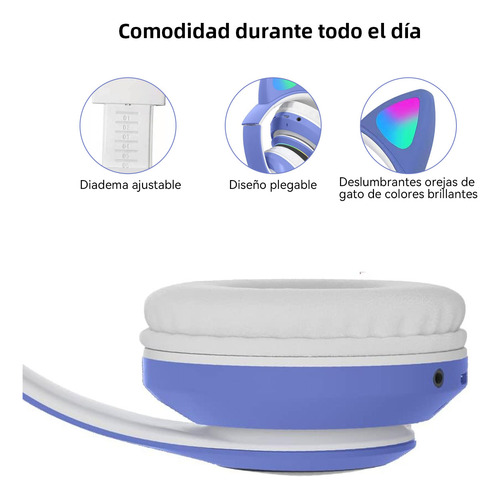 Auriculares Gamer Inalámbricos Cat Gaming Stn-28 Azul Con