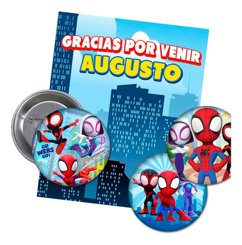 50 Pines Souvenirs Spidey 38 Mm + Tarjeta Personalizada