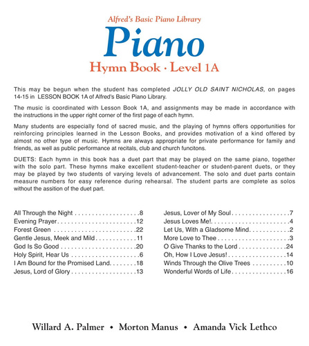 Alfred's Piano Básico Library: Libro De Hymn, Nivel 1a.