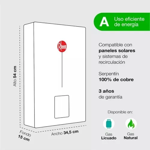 Calefont Rheem Gas Natural 12 Tiro Forzado