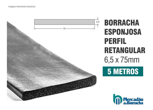 Borracha Perfil Esponjoso Vedação Macia 6,5x75mm - 5 Metros