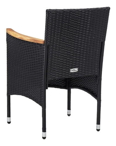 Sillas De Comedor De Jardín 2 Piezas Rattan Madera Negro