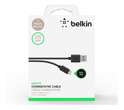 Cable Belkin 1.2 Mtr Usb/micro Usb Negro F2cu012bt04-blk