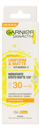  Hidratante Facial FPS 30 Garnier SkinActive Uniform & Matte Bisnaga 15g